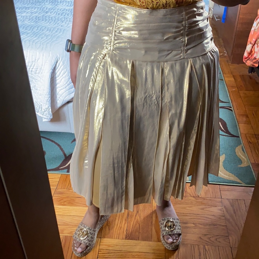 Silk blend gold shimmery skirt with slits
